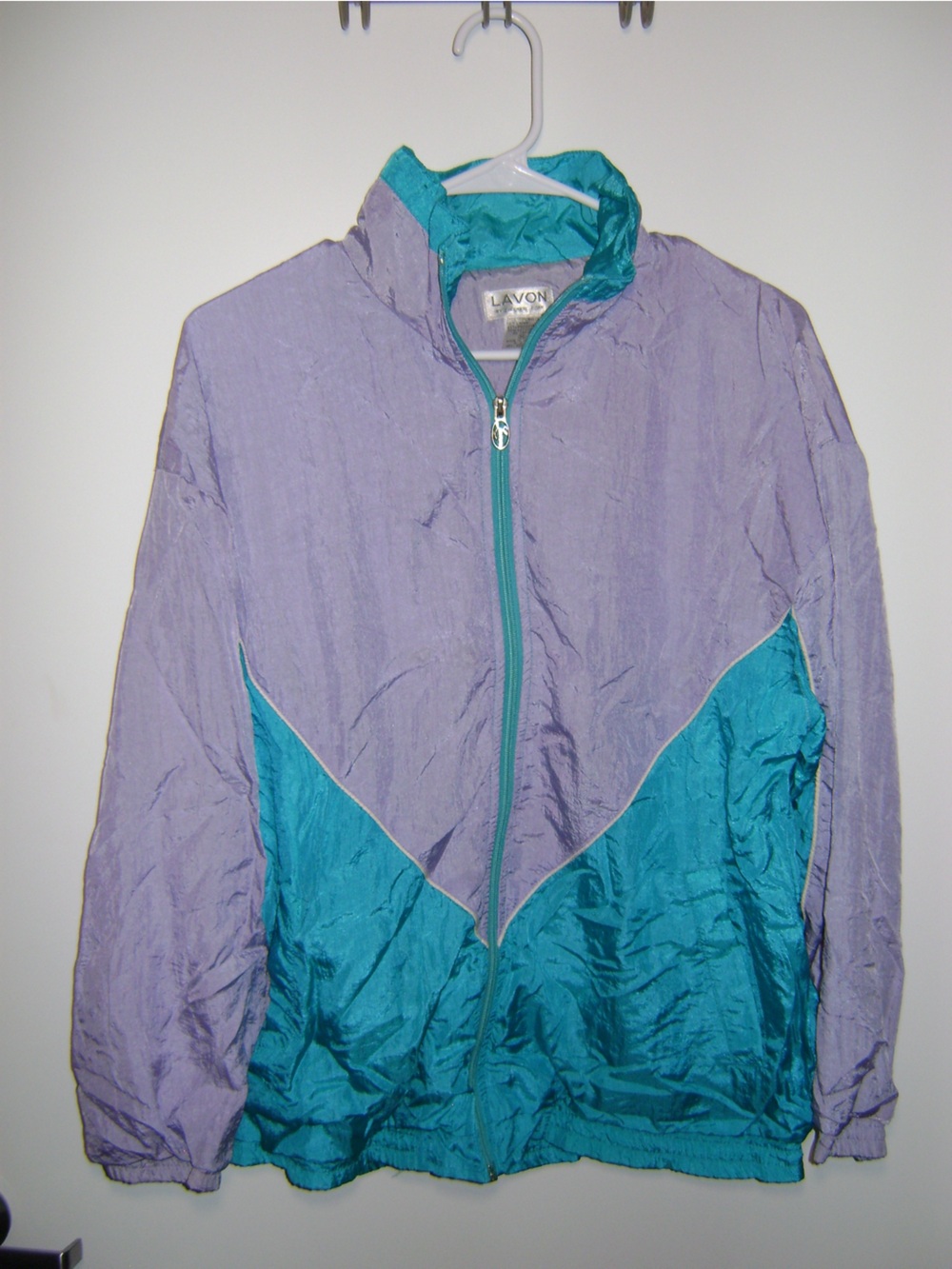 Vintage Avon Lilac & Teal Windbreaker Jacket | 90s Colorblock Retro Lightweight